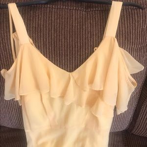 Yellow long ruffle top dress
